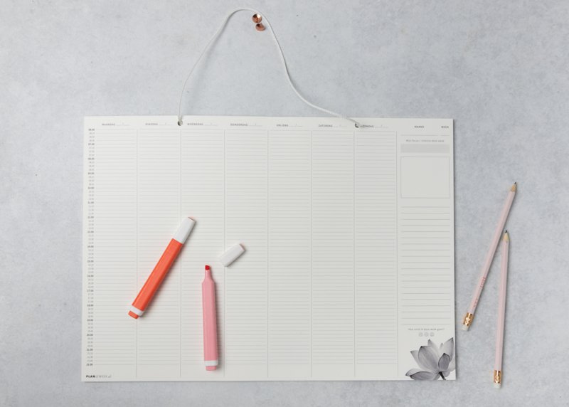 Prikkelarme A3 weekplanner / deskplanner 'Lotus' schrijfblok