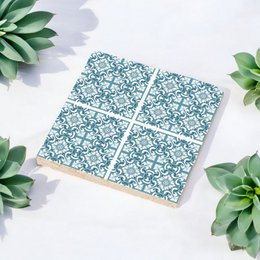 Juego de posavasos de piedra - Patrón azul