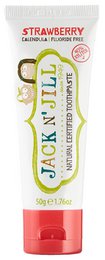 Strawberry flavored toothpaste, natural ingredients, red cap tube, kids toothpaste with fruit flavor