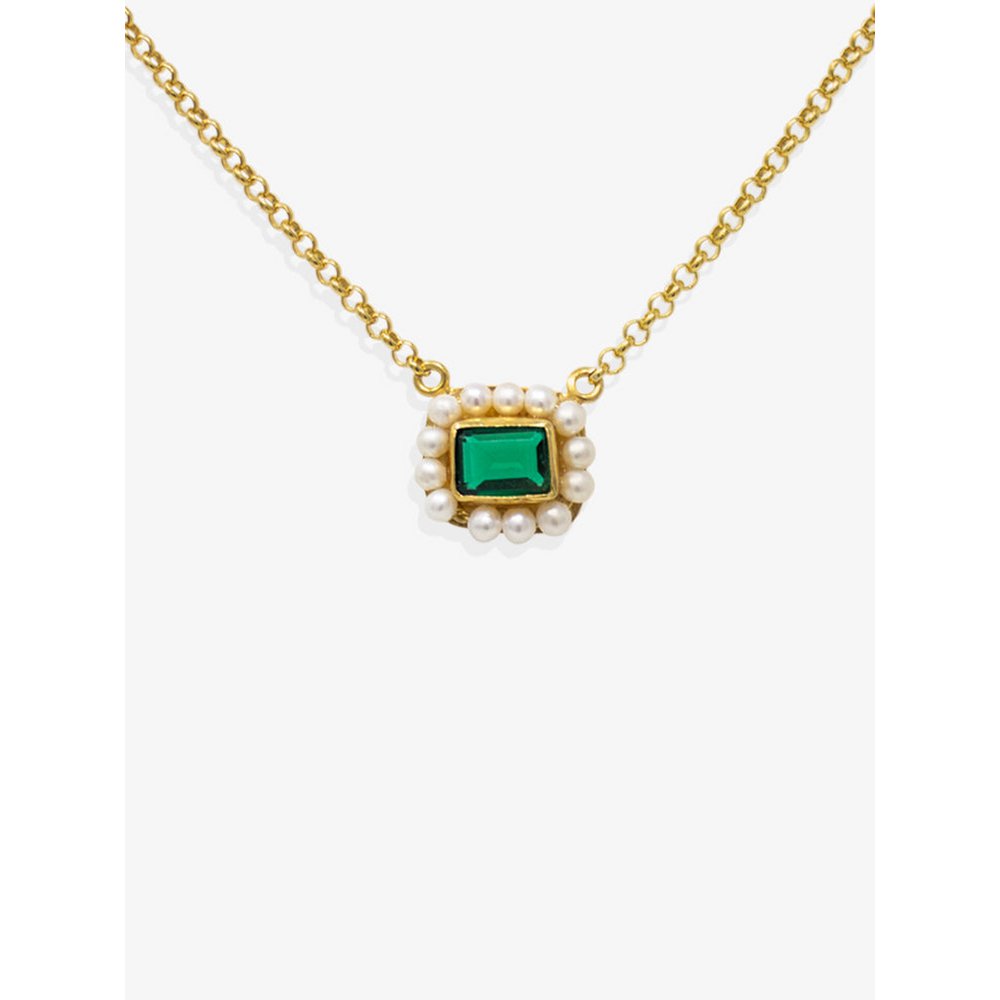 Luccichio Green Quartz y Pearl Collar