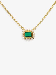 Luccichio Green Quartz And Pearl Necklace
