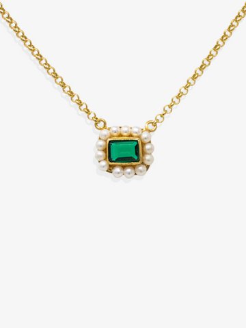 Luccichio Green Quartz And Pearl Necklace