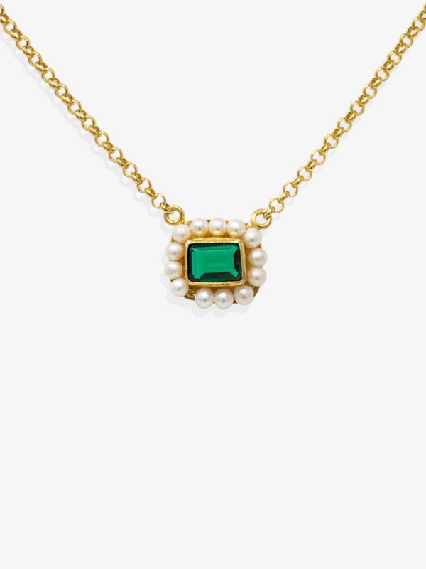 Luccichio Green Quarz und Perlenkette