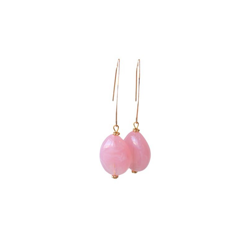 Ellipse earrings with pendant resin pink