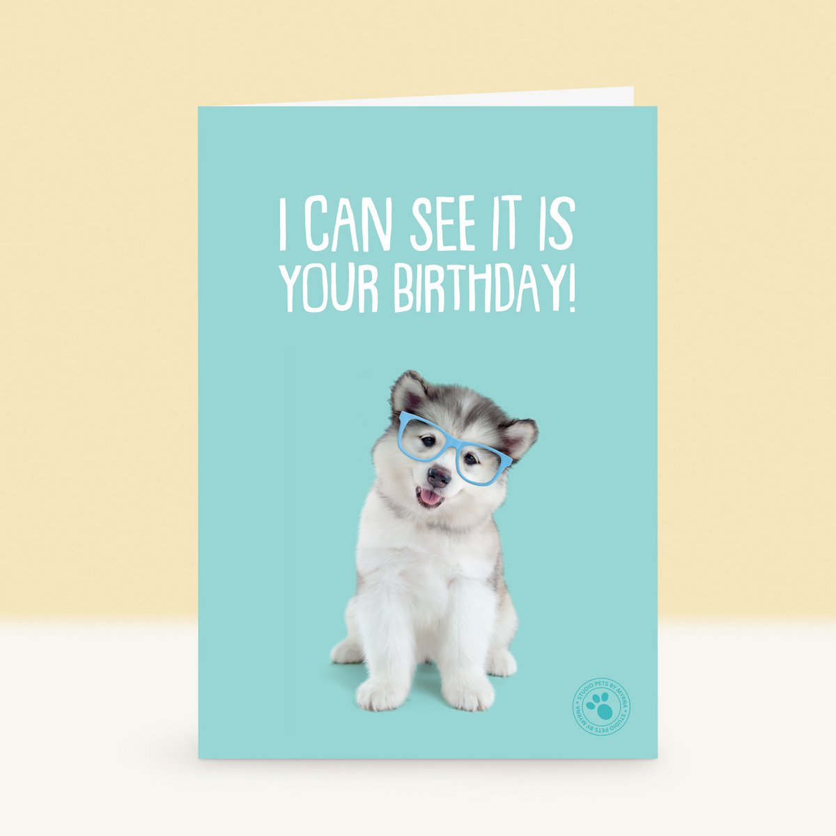 Studio Pets Birthday card Wolfie Husky