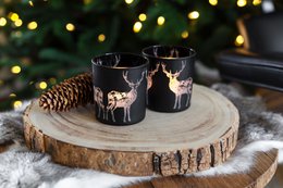 Tea light set of 2 deer H 8 cm matt black