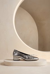 MOREN METAL STEEL – Soft Metallic Leather Unstructured Low-Heel Pumps