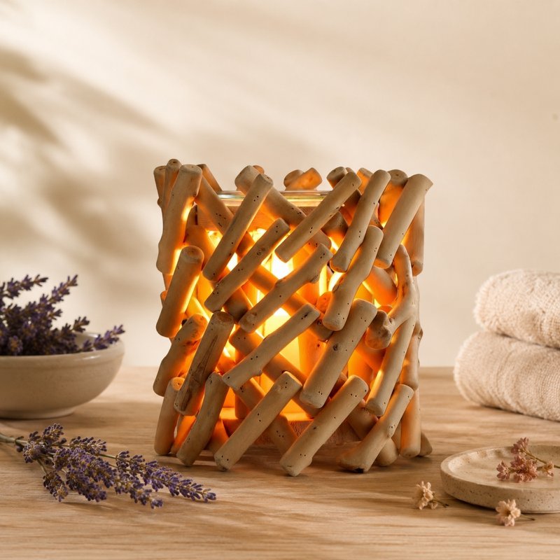 Soft Heat Diffuser – Calorya n°7 – Real Wood and Glass – Scents, Scented Waxes and Essential Oils – Decorative and Warm