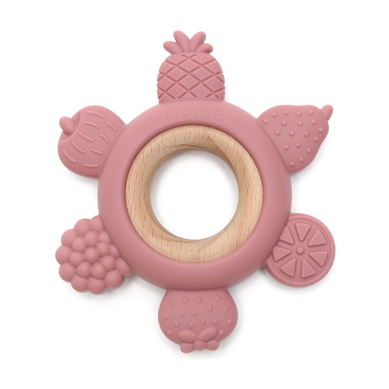 Soft & Hard | FRUIT PUNCH Wood & Silicone Teether | ROSE