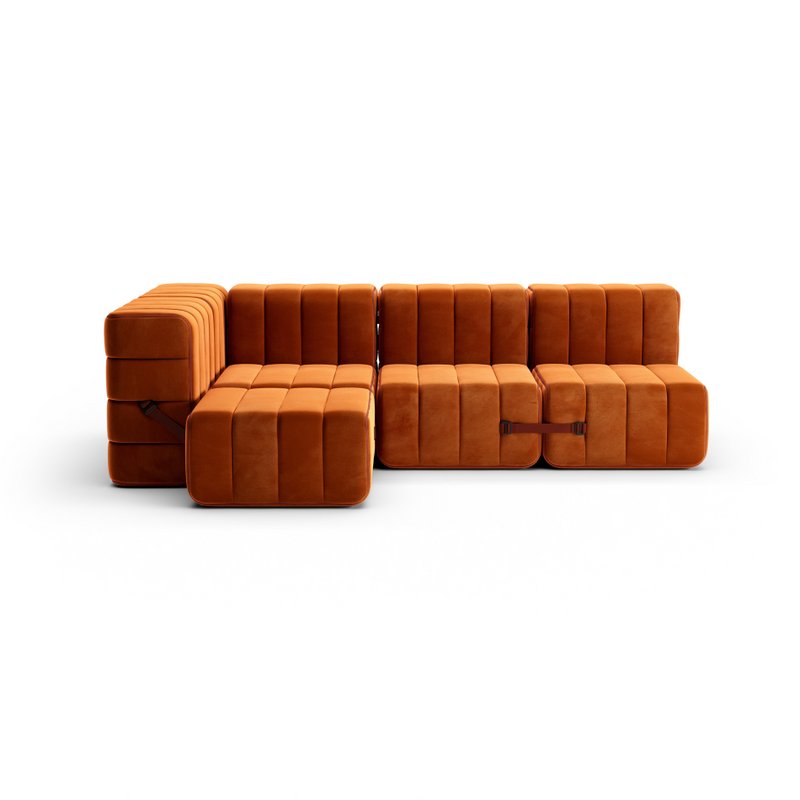 Curt-Set 9 - e.g. Flexible small corner sofa  - Barcelona - Russet - V3347/17 (Red)