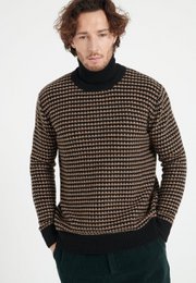 ZACH 3 Pull col rond en cachemire à motif jacquard 4 fils bi couleur