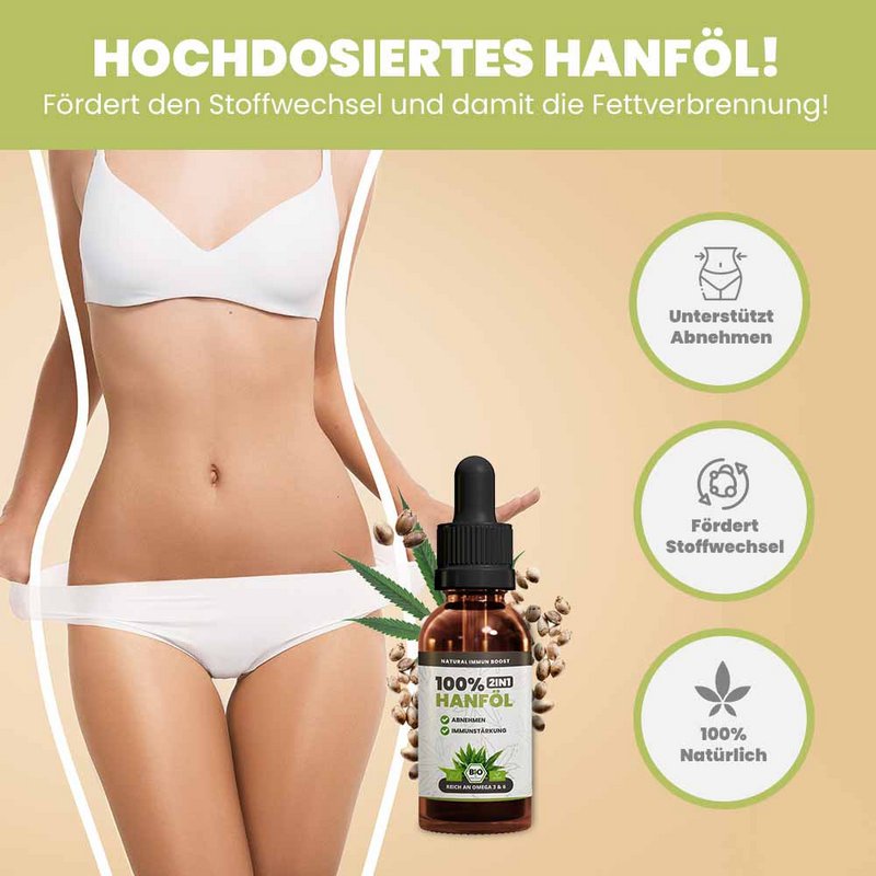 Sanuus 2in1 Bio hampolie 100 ml til immunsystemet og til at tabe sig