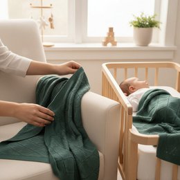 Nuvinokids® Baby Deken Sage Green Hearts