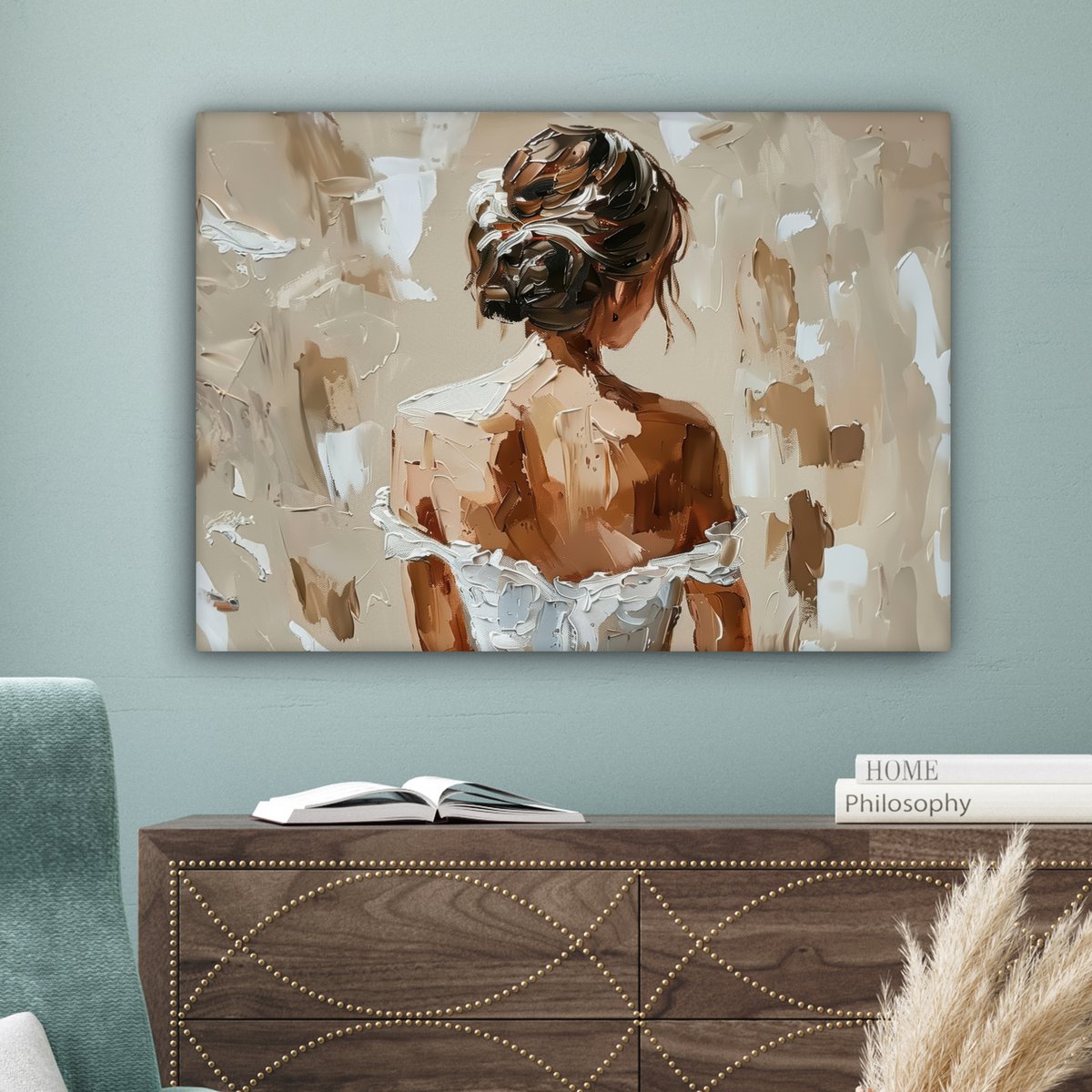 Leinwand Malerei - Wanddekoration - Grün - modern - Zusammenfassung - Gold