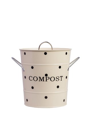 Bac à compost beige à pois noirs 21x19 cm