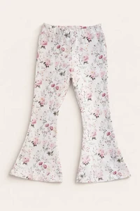 Uitlopende broek voor meisjes met roze bloemenprint