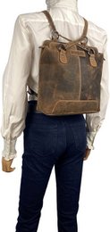Theft -proof backpack Cognac -colored