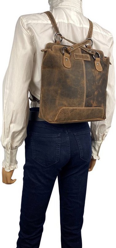 Theft -proof backpack Cognac -colored