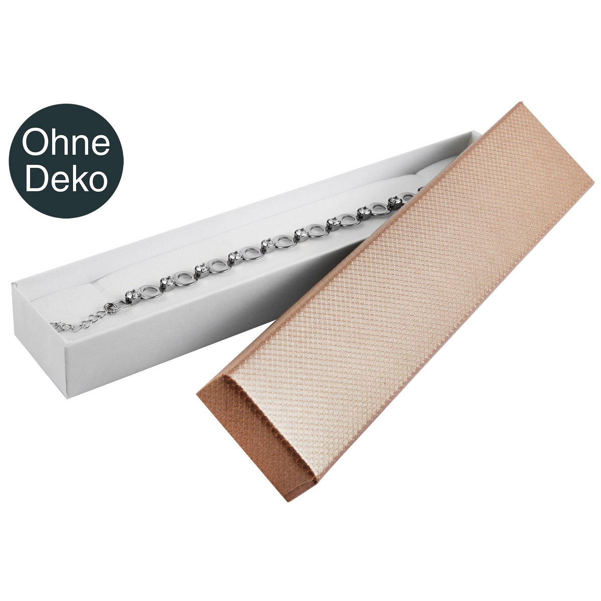 Emballage pour bijoux, lot de 12, dimensions : 21,5 x 4,5 x 2,5 cm, beige/blanc