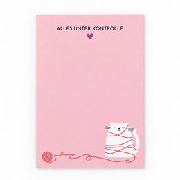 Notizblock A6 Katze „Alles unter Kontrolle" - Rosa Block - 50 Blatt Recyclingpapier