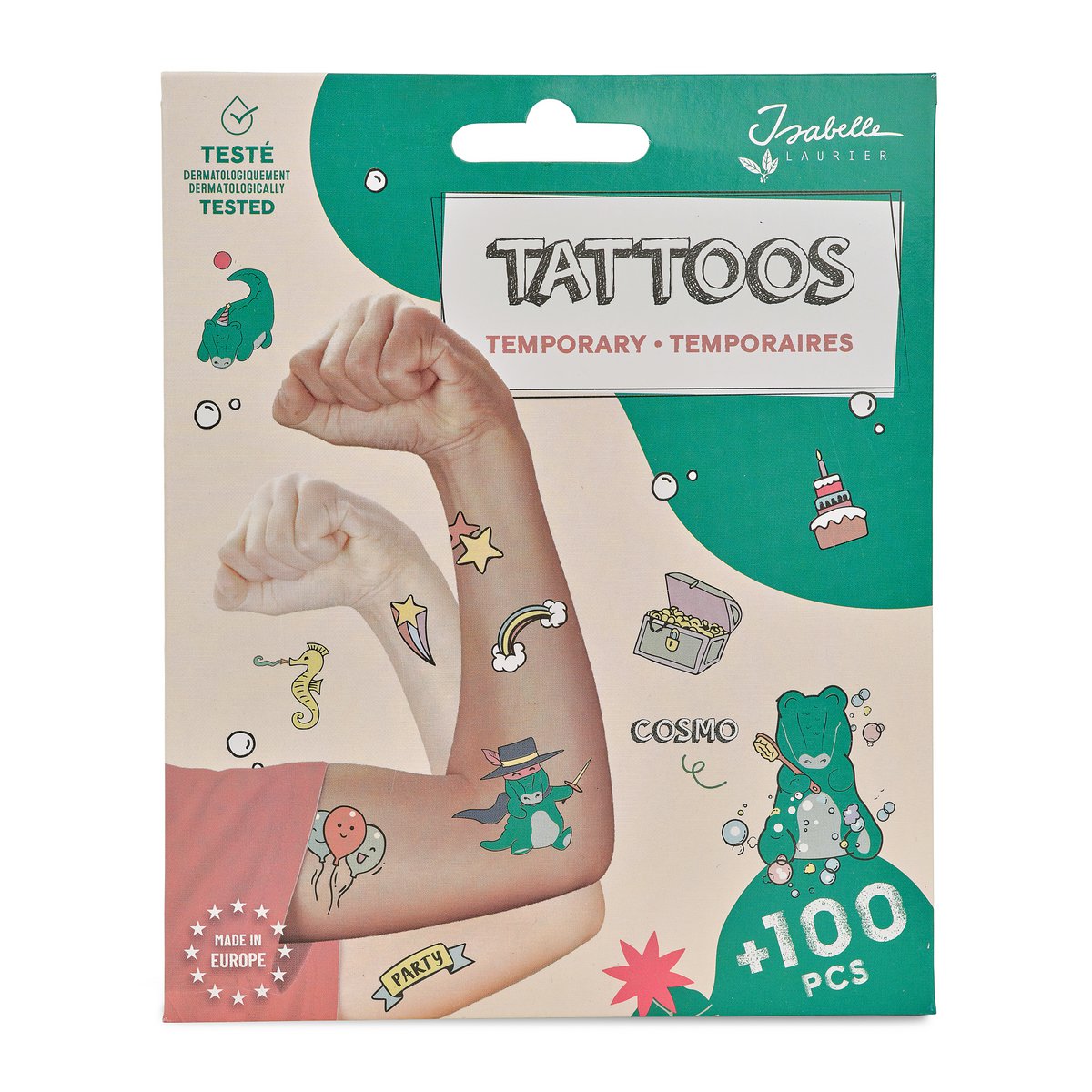 Temporary tattoos - Cosmo de Krokodil - 4 sheets with + 100 tattoos