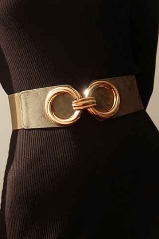 Elastic women's belt with gold buckle CF15