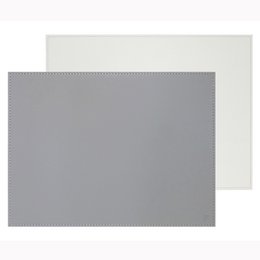  Rectangular grey and white placemat for decorative trays. Made of durable materials with a simple, modern design.