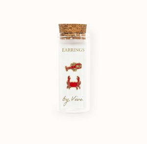 Earrings in glass lobster and crab