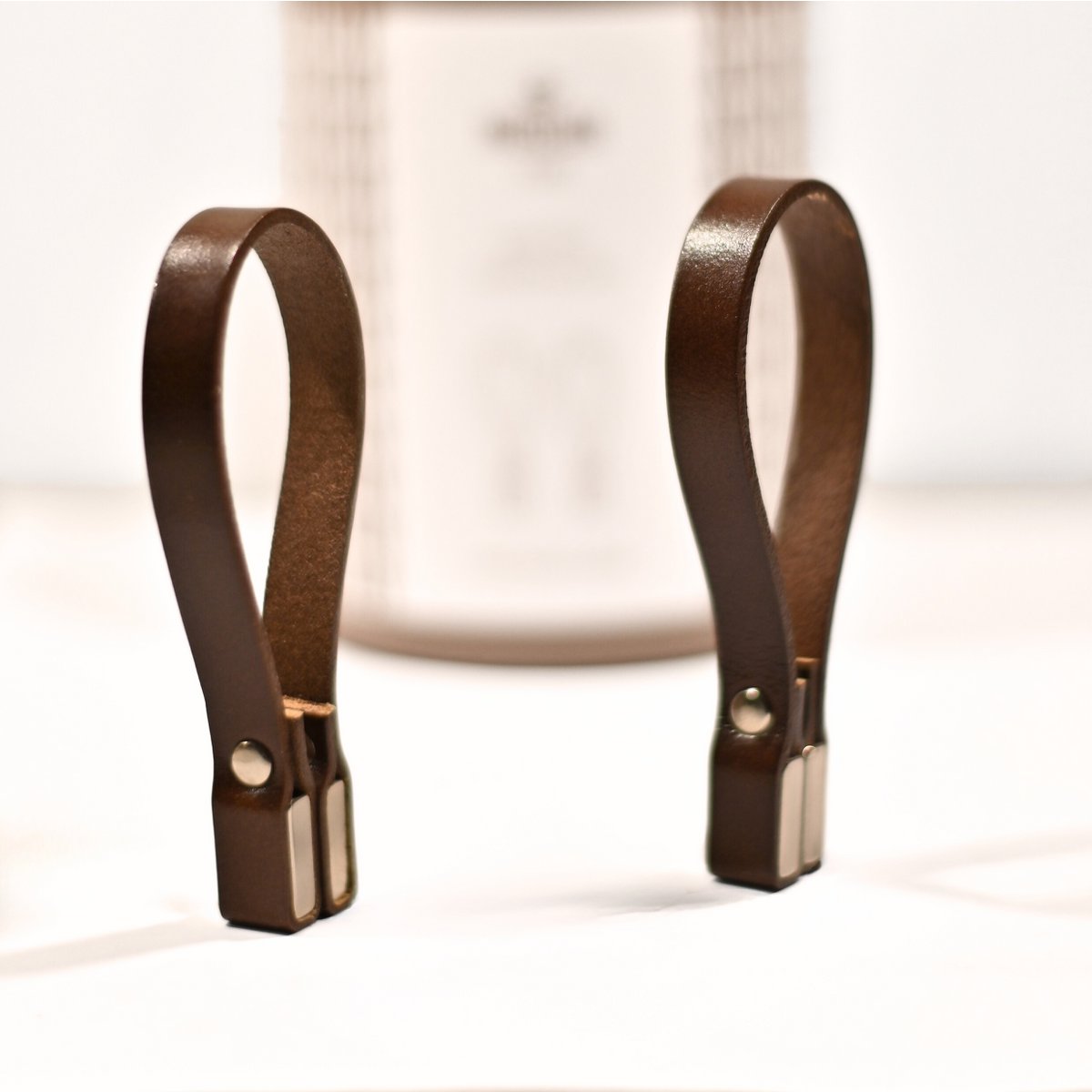 Porte-serviettes magnétiques en cuir marron, lot de 2