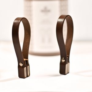 Magnetiska handdukshållare i läder brun 2-pack