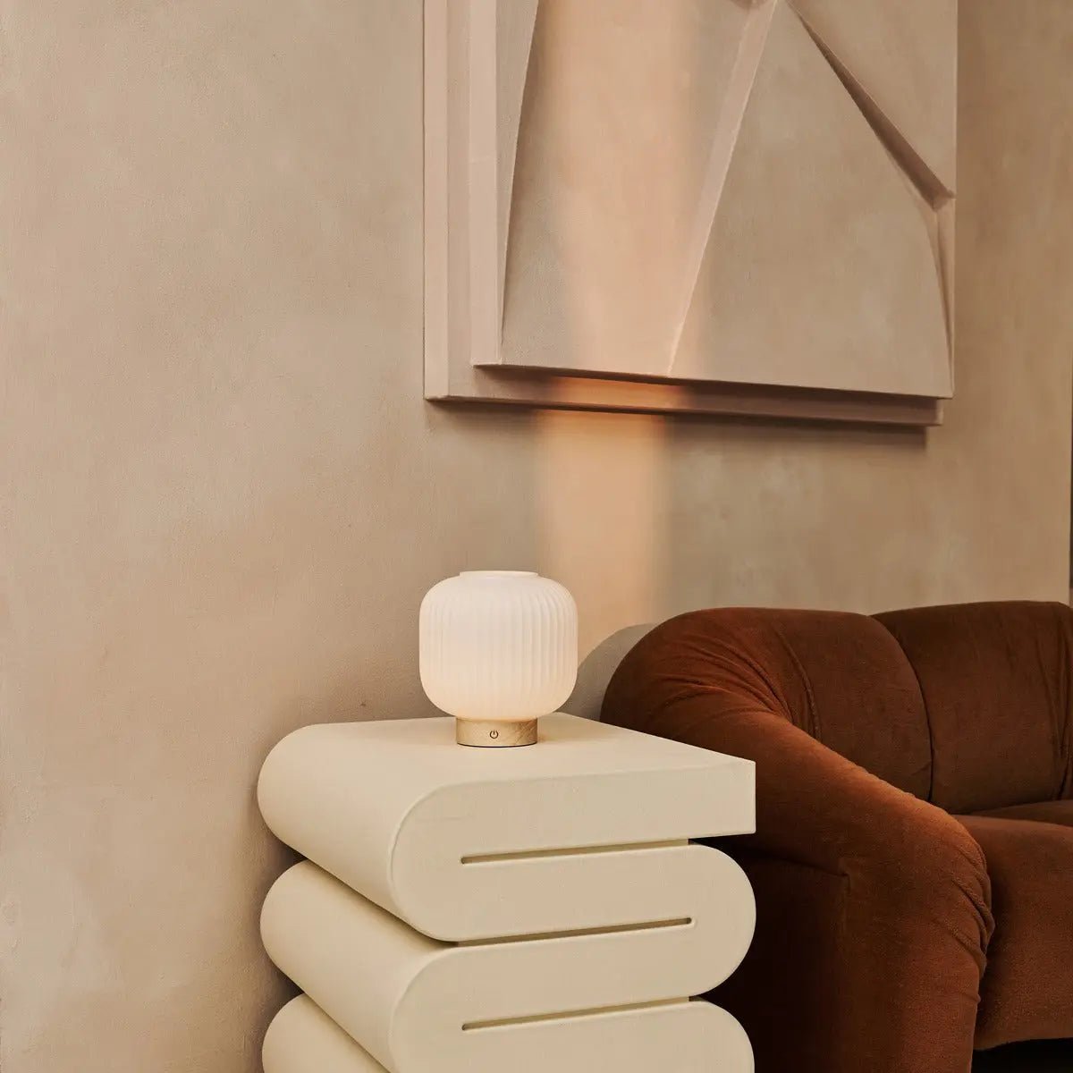 Lampe rechargeable unique Lyla marron clair