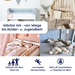 Bettumrandung grau geflochten gestrickt