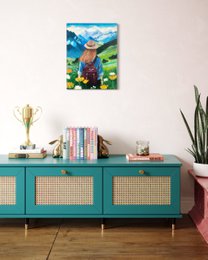 Kvinde i bjergene – Bergbloei | A4 kunst plakat