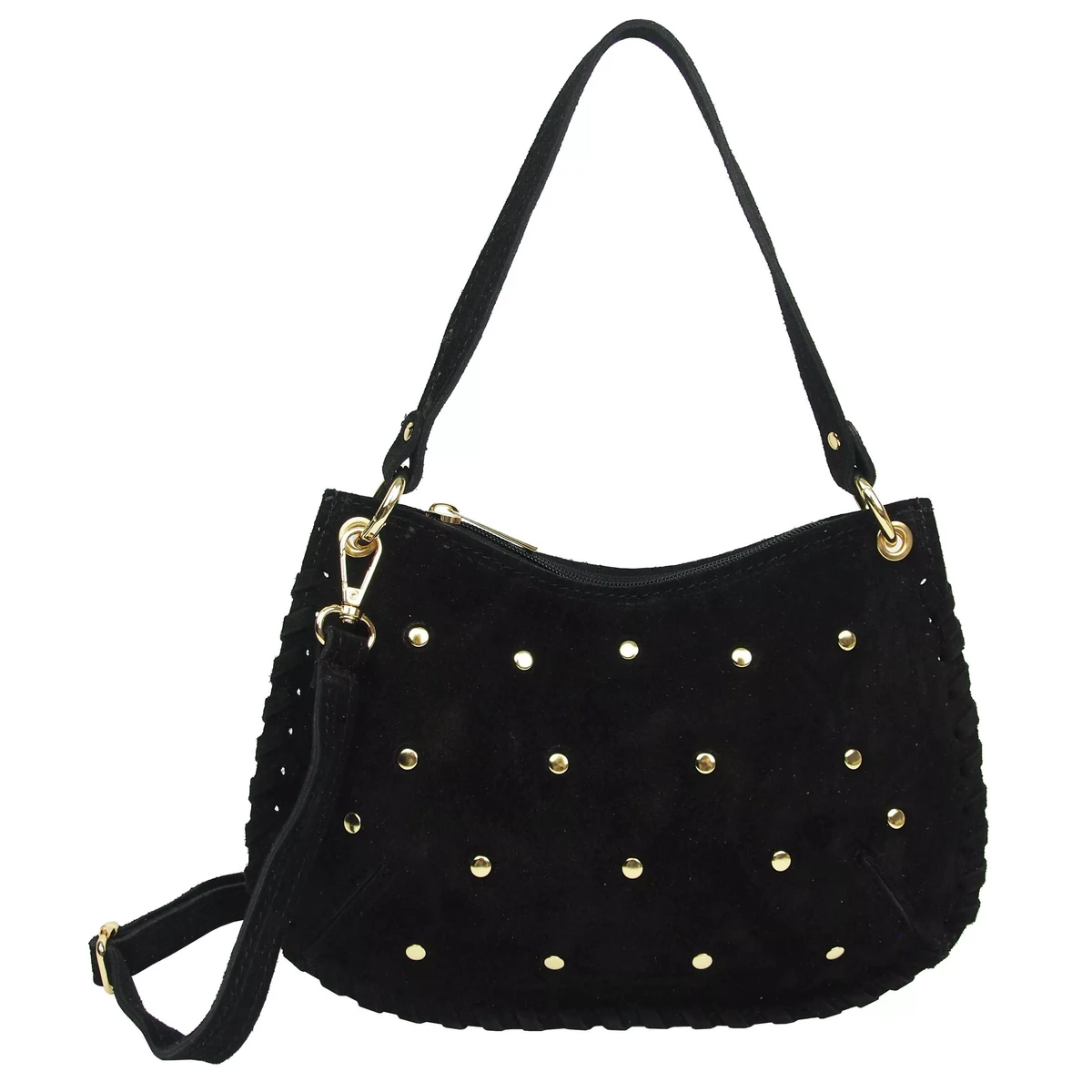 Borsa a Mano Semitonda in Crosta di Pelle con Borchie 58030