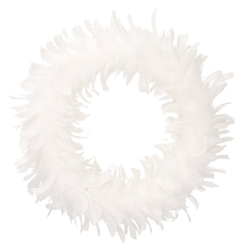 Couronne de plumes Timor à suspendre, D20cm, intérieur D13cm, blanc