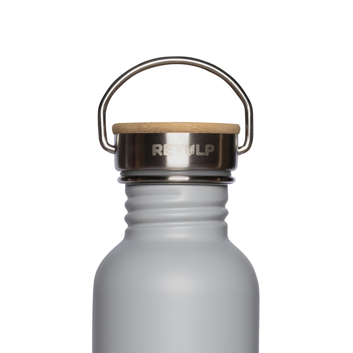 Stainless steel drinking bottle bamboo cap 500 ml stem GRAY