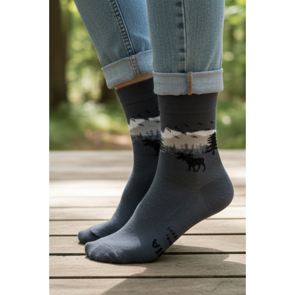 Calcetines de algodón gris FOREST con mensaje divertido
