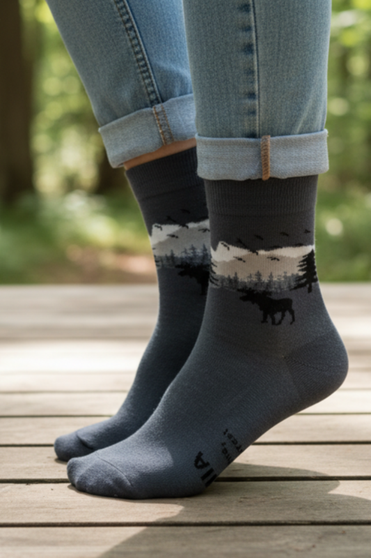 Calcetines de algodón gris FOREST con mensaje divertido