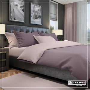 Bed set classic - 100% combed cotton Satin, 220 x 220 cm, 235 threads Set contains: 1 Duvet cover 220 x 220 cm & 2 Pillows classic plum 60 x 70 cm