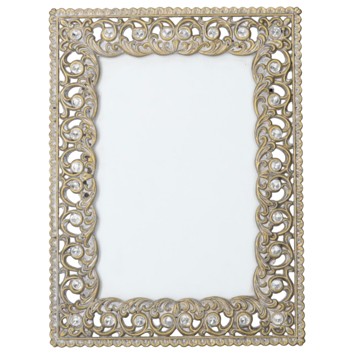 Metal photo frame with rhinestones waves and drops 20x15 cm