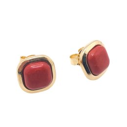 Petite boucle d'oreille carrée avec pierres précieuses encadrées