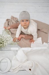 Kindermuts 100% merinwol LILY GRIJS