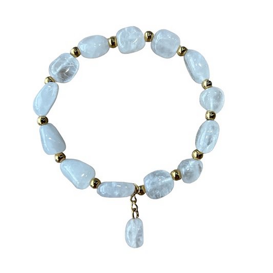 Women's bracelet Rock crystal with gold-colored stainless steel intermediate beads