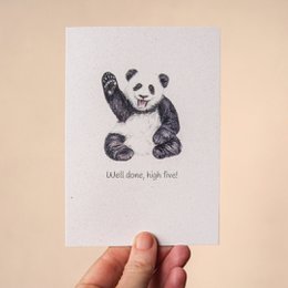 'Well done, high five!' Panda Congratulations Card