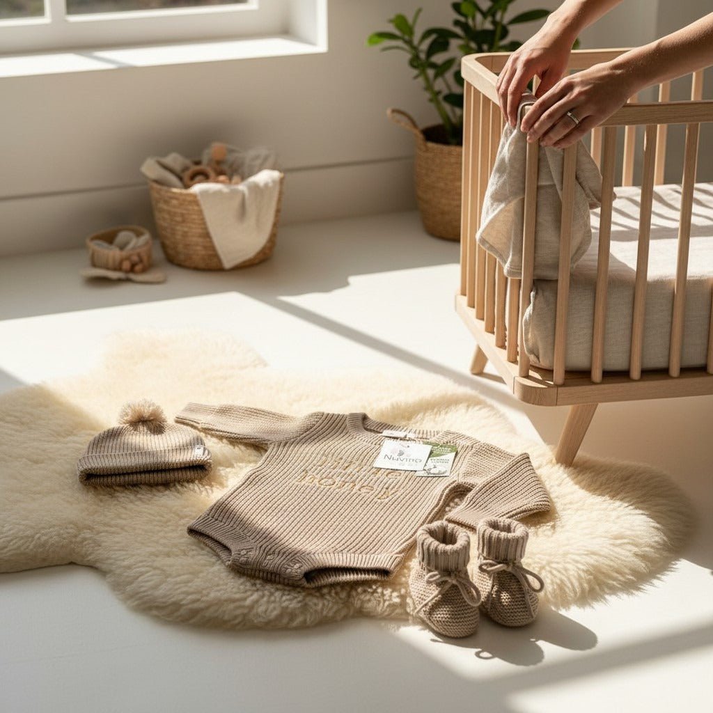 Nuvinokids® Bio Set Baby Little Honey Beige con cappello e scarpine
