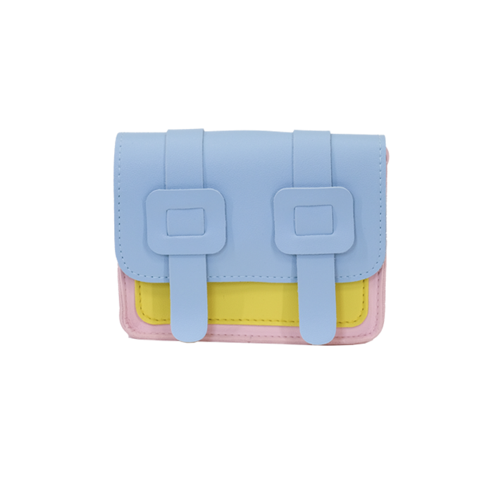 Children's shoulder bag - Tamara the little pink and blue satchel