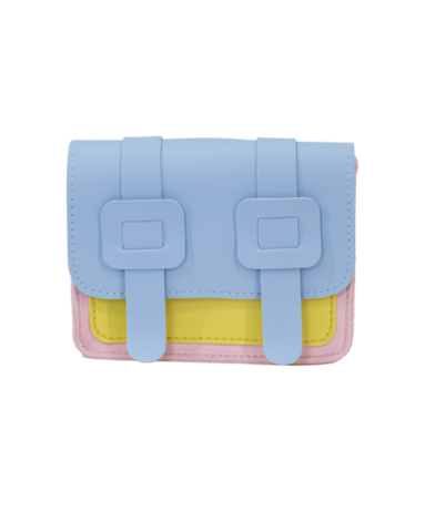 Children's shoulder bag - Tamara the little pink and blue satchel