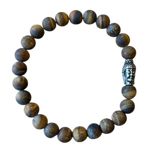Men's bracelet tiger eye matt 8 mm with Buddha Kraal
