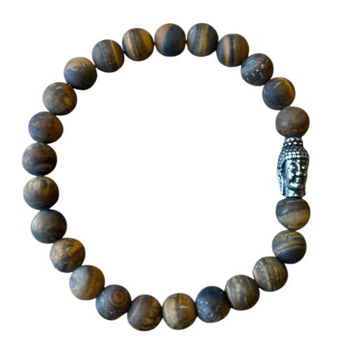 Men's bracelet tiger eye matt 8 mm with Buddha Kraal