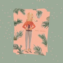 Postal navideña de caniche (ecológica)